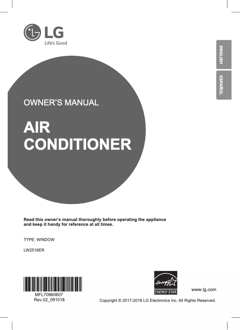 Imagen de la primera página del manual del dispositivo LW2516ER