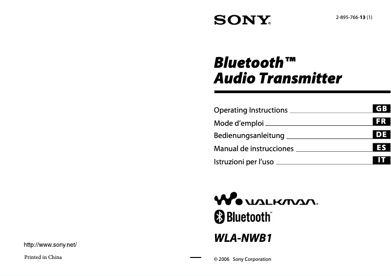 Página nº 1 - Manual de usuario Sony WLA-NWB1