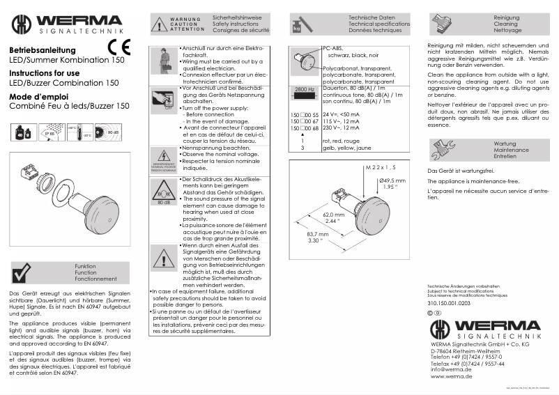 Página 1 del manual Manual de usuario Werma 150.300.68