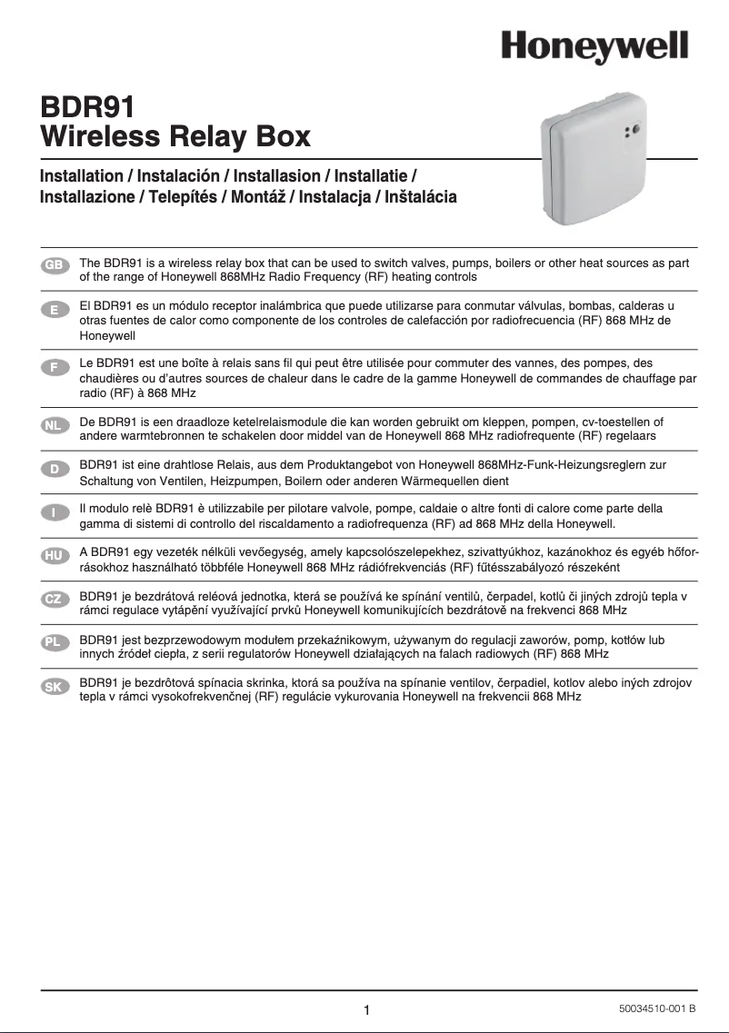 Imagen de la primera página del manual del dispositivo BDR91