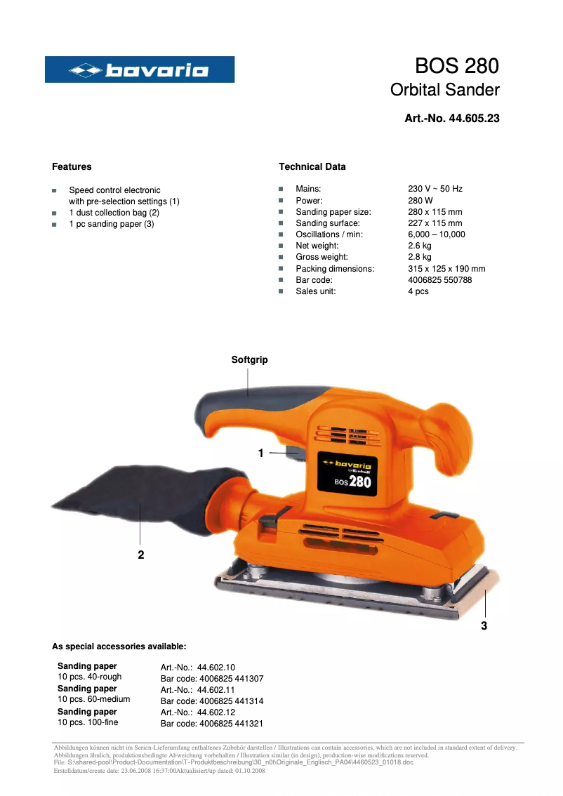 Página 1 del manual Manual de usuario Bavaria by Einhell BOS 280