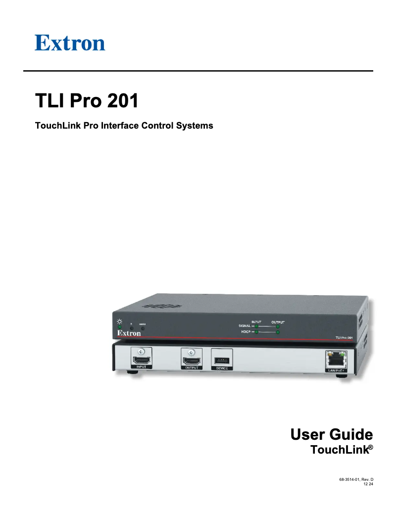 Imagen de la primera página del manual del dispositivo TLI Pro 201