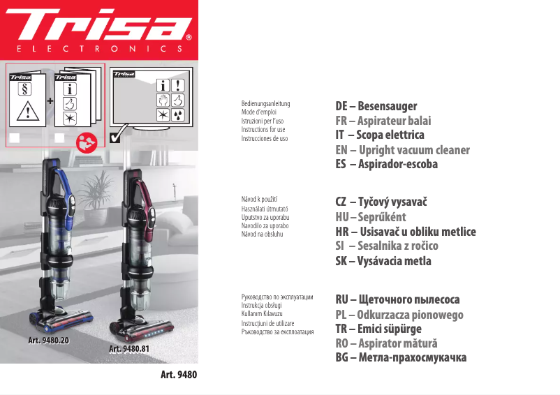 Imagen de la primera página del manual del dispositivo Quick Clean Professional T8020