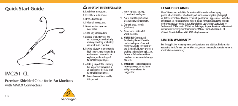 Imagen de la primera página del manual del dispositivo IMC251-CL