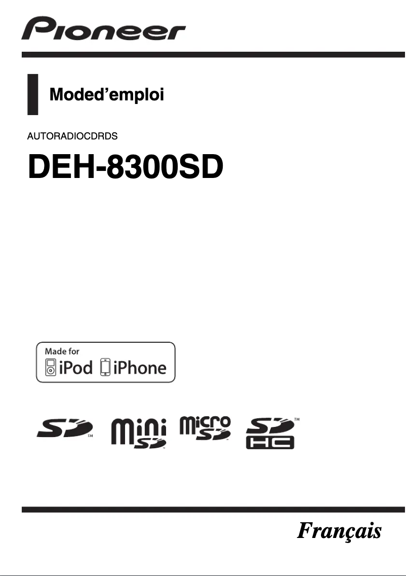 Página 1 del manual Manual de usuario Pioneer DEH-8300SD