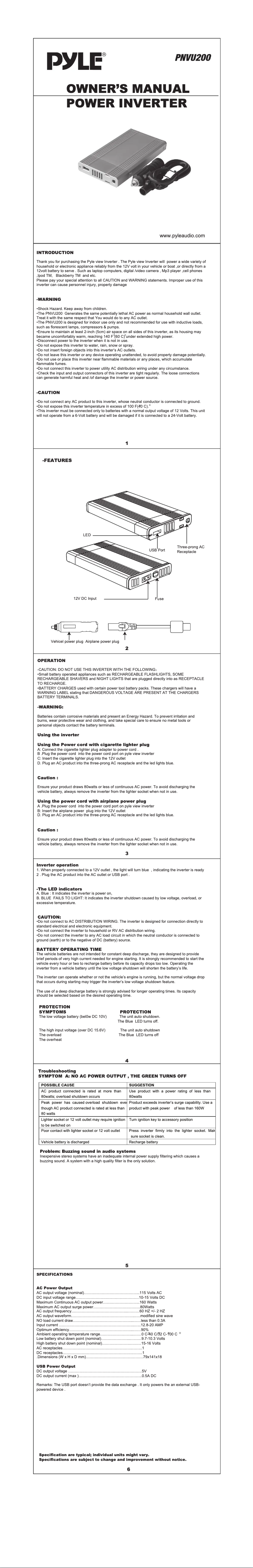 Página 1 del manual Manual de usuario Pyle PNVU200