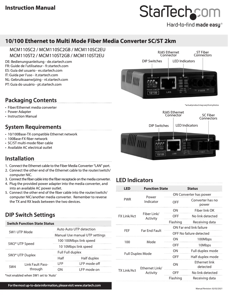 Imagen de la primera página del manual del dispositivo MCM110ST2