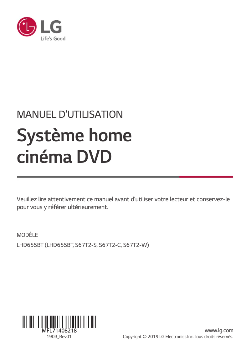 Imagen de la primera página del manual del dispositivo LHD655BT