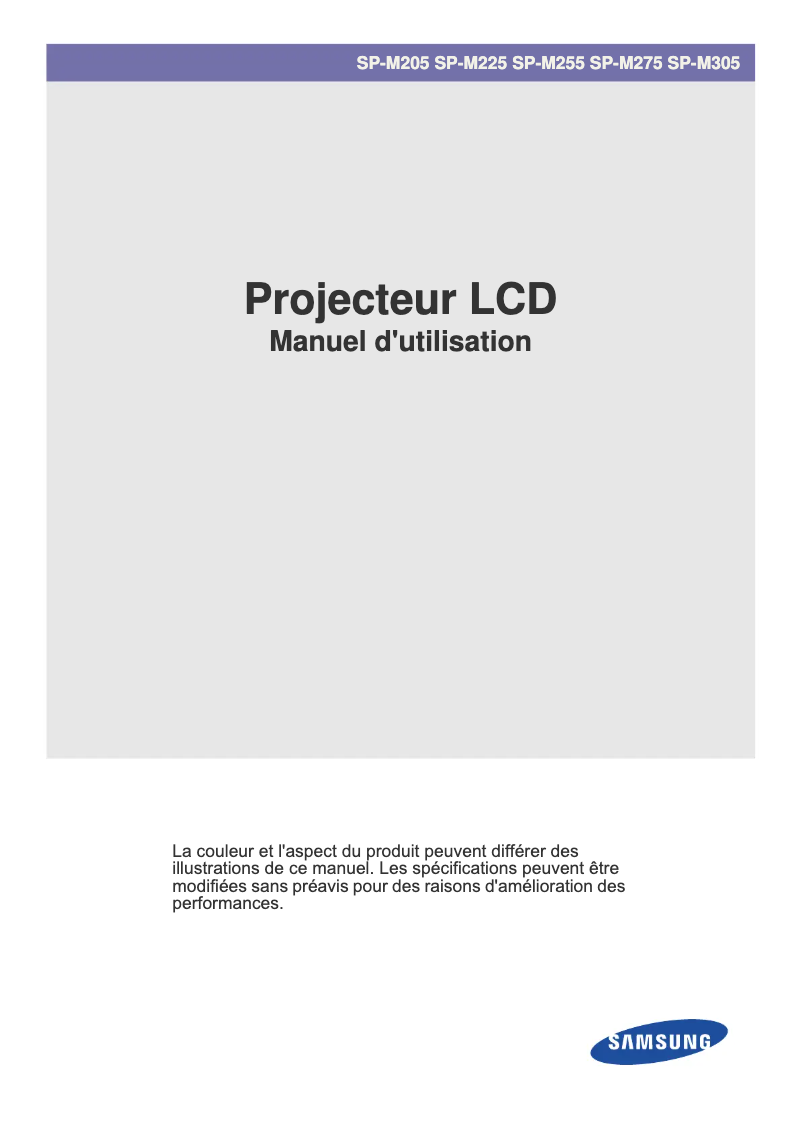 Página 1 del manual Manual de usuario Samsung SP-M205