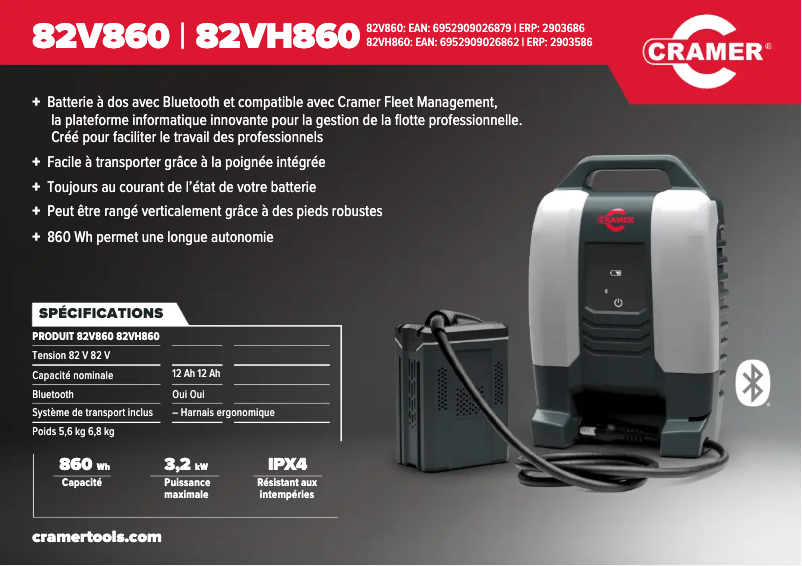 Página 1 del manual Ficha técnica Cramer 82V860