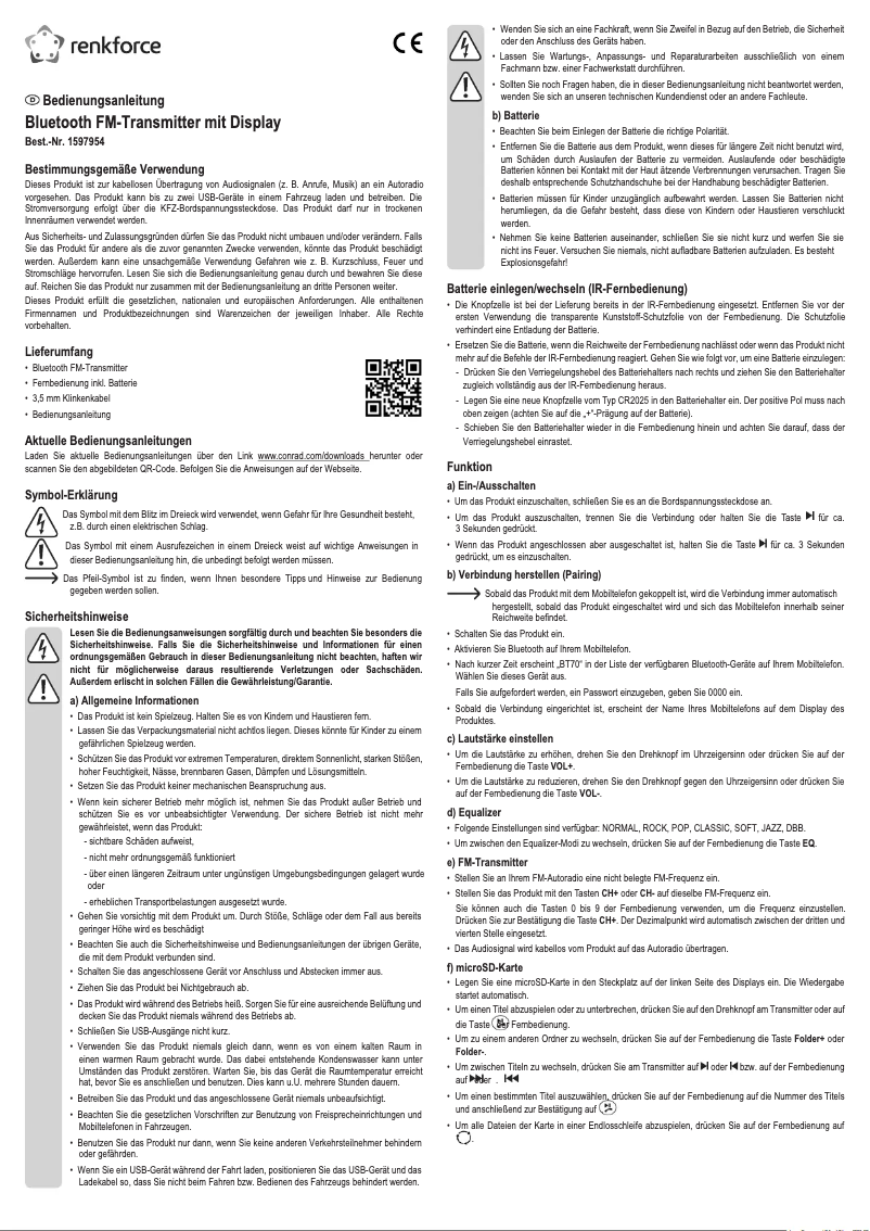 Imagen de la primera página del manual del dispositivo RF-FMD-01