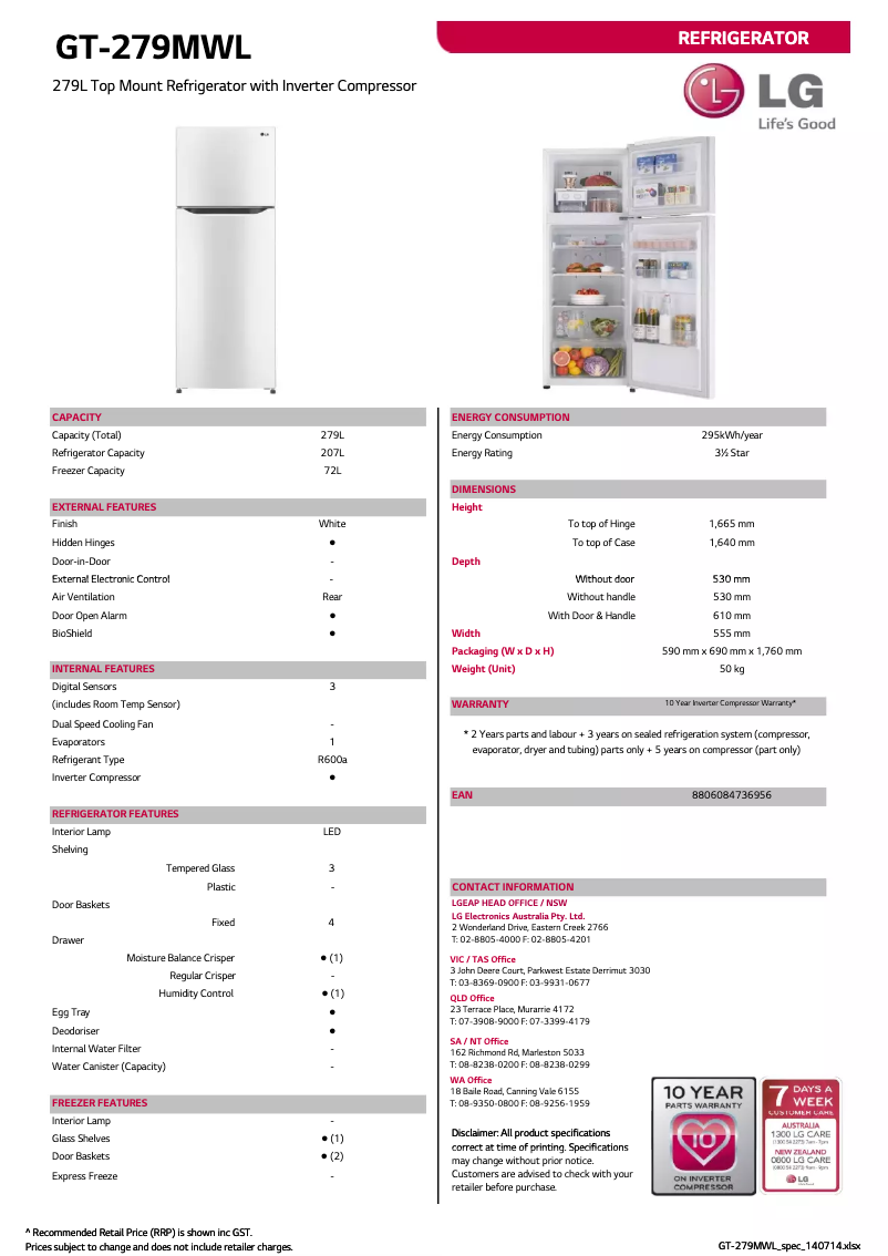 Imagen de la primera página del manual del dispositivo GT-279MWL