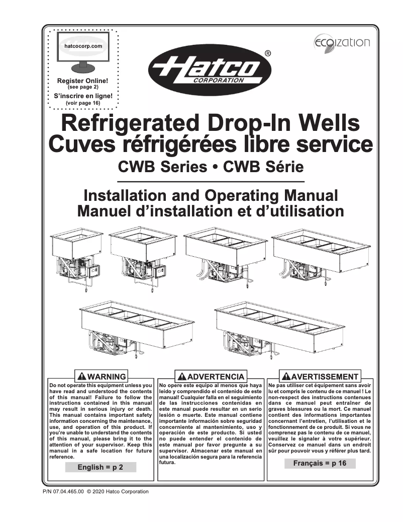 Página 1 del manual Manual de usuario Hatco CWB-4