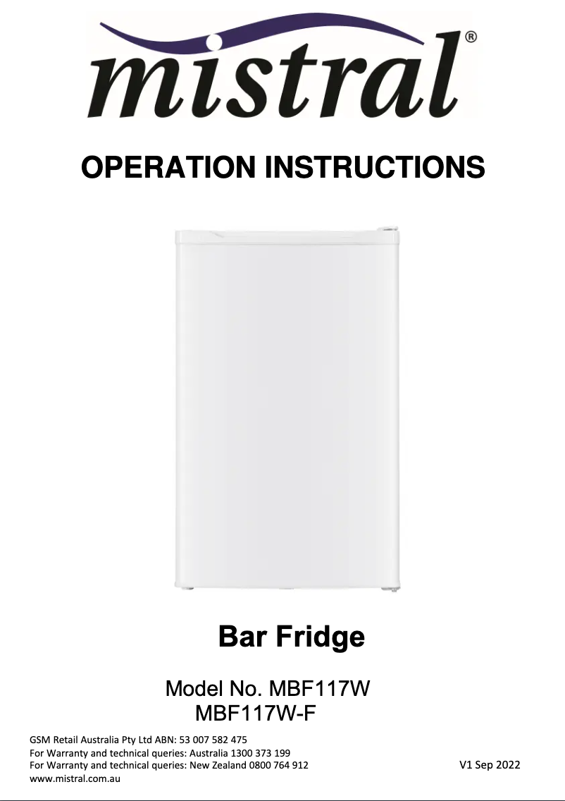 Imagen de la primera página del manual del dispositivo MBF117W