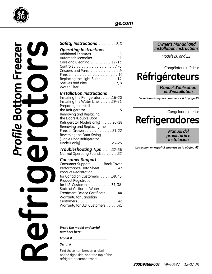 Imagen de la primera página del manual del dispositivo Profile PDSS0MFXLSS