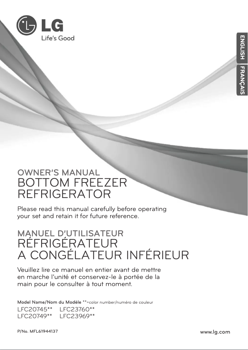 Imagen de la primera página del manual del dispositivo LFC23760SW