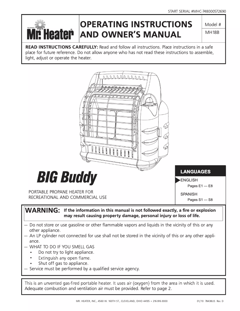 Página nº 1 - Manual de usuario Mr. Heater Big Buddy MH18B