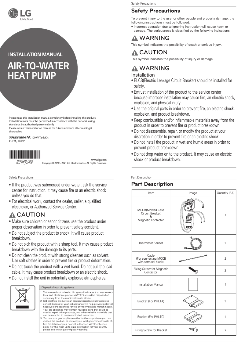 Imagen de la primera página del manual del dispositivo PHLTA