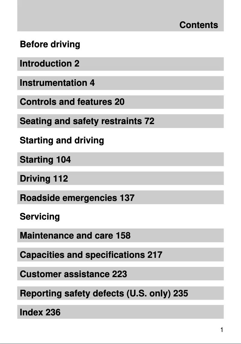 Página 1 del manual Manual de instrucciones Ford Contour (1999)