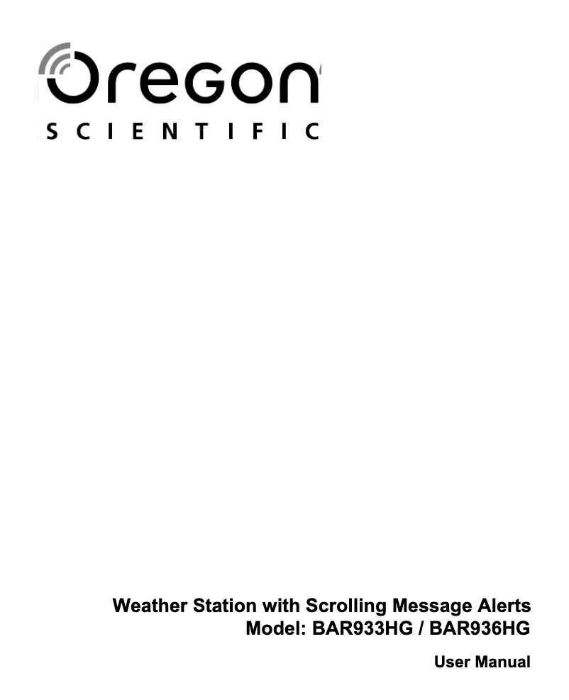 Imagen de la primera página del manual del dispositivo BAR933HG