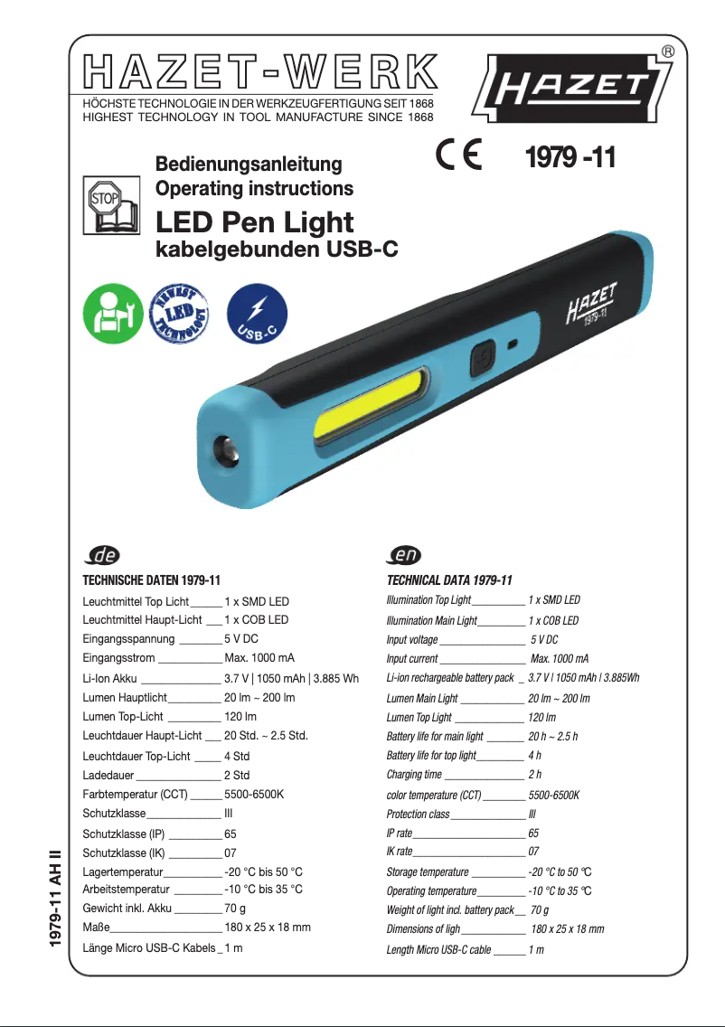 Página 1 del manual Manual de usuario Hazet 1979-11