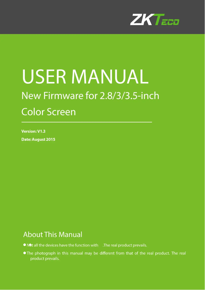 Imagen de la primera página del manual del dispositivo iClock 700