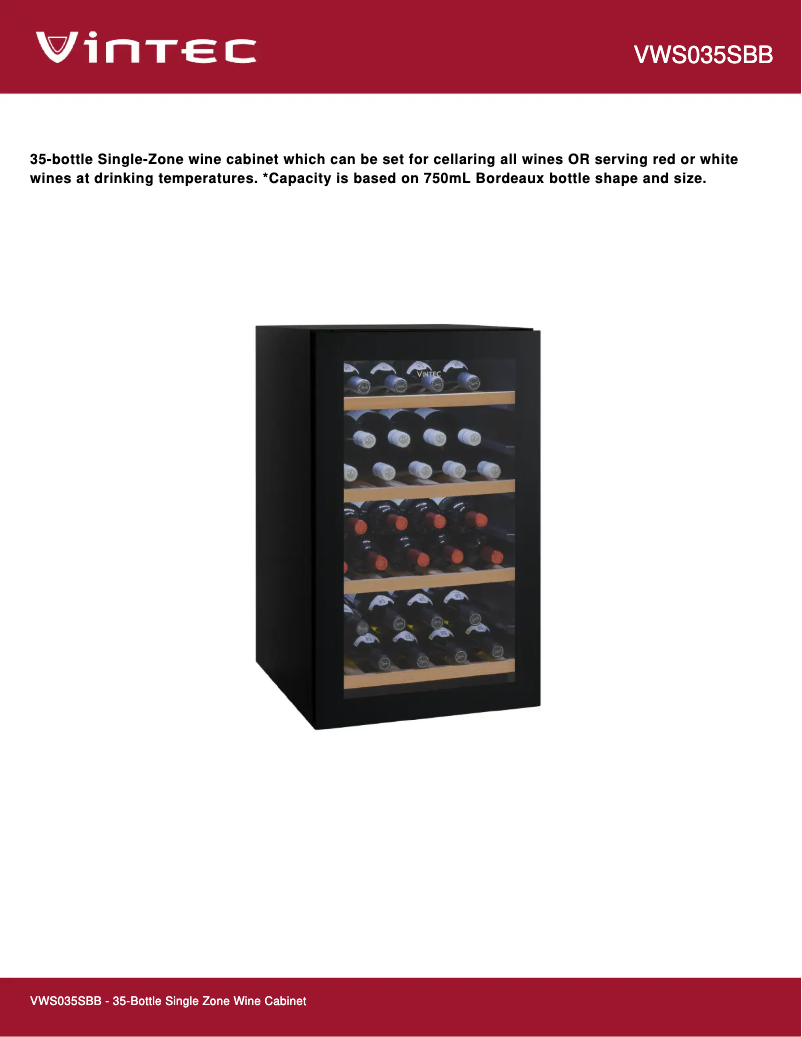 Página 1 del manual Ficha técnica Vintec VWS035SBB