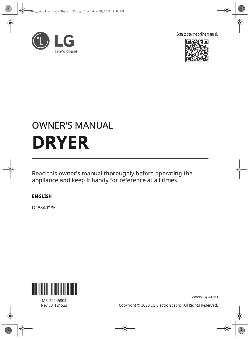 Página 1 del manual Manual de usuario LG DLG8401BE