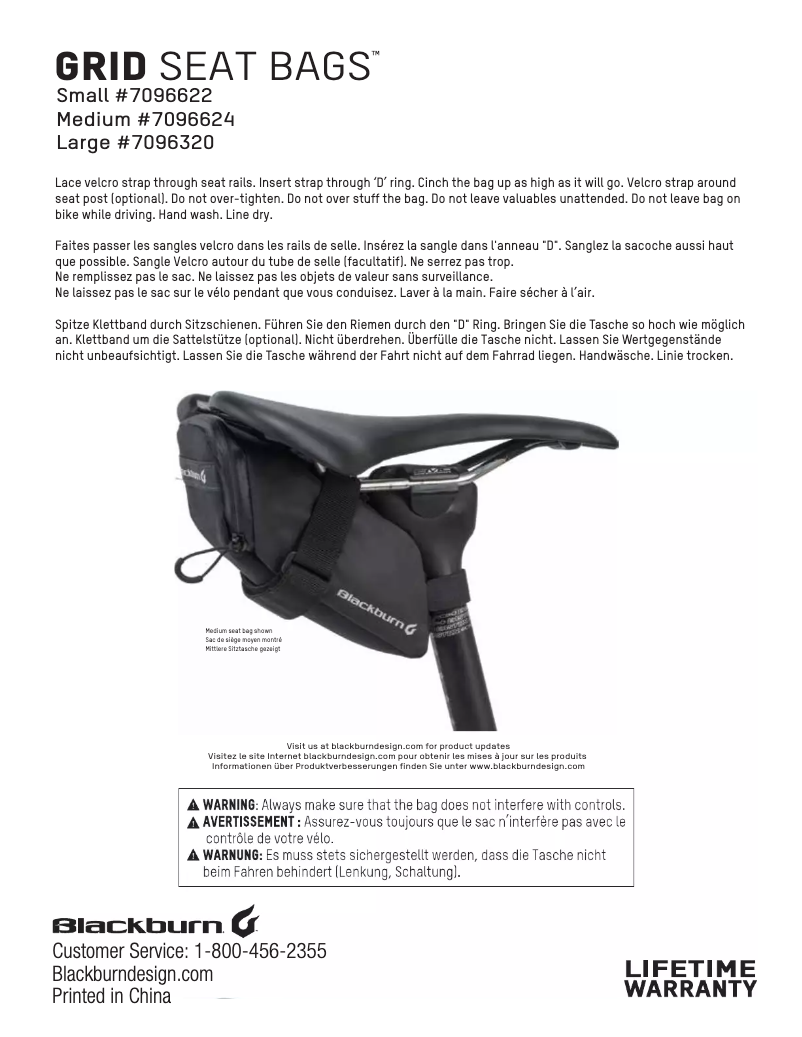 Imagen de la primera página del manual del dispositivo Grid Seat Bags