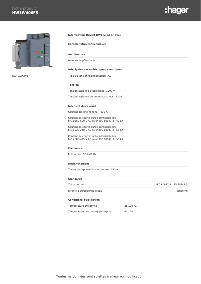 Imagen de la primera página del manual del dispositivo HW1W406FS