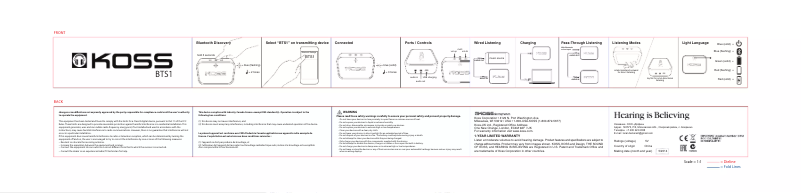 Imagen de la primera página del manual del dispositivo BTS1