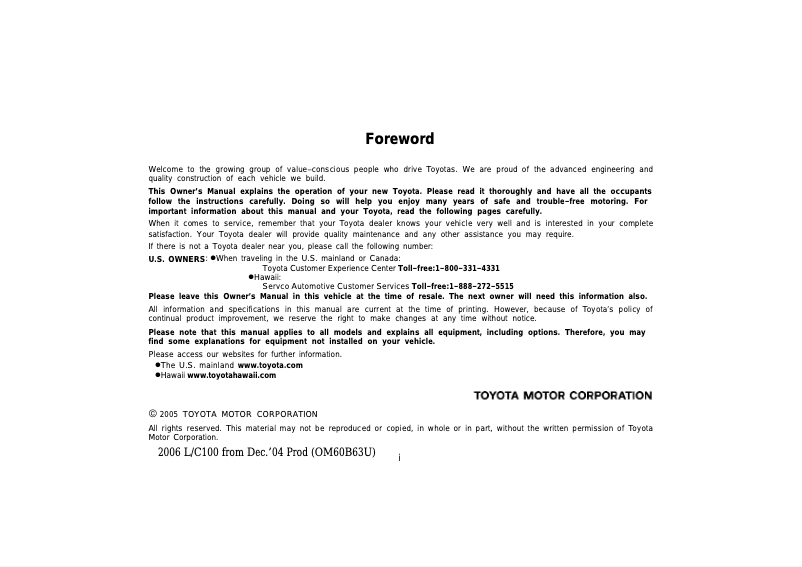 Página 1 del manual Manual de usuario Toyota Land Cruiser (2006)