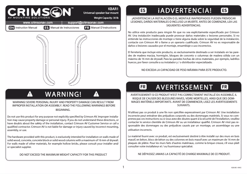 Imagen de la primera página del manual del dispositivo KBAR1