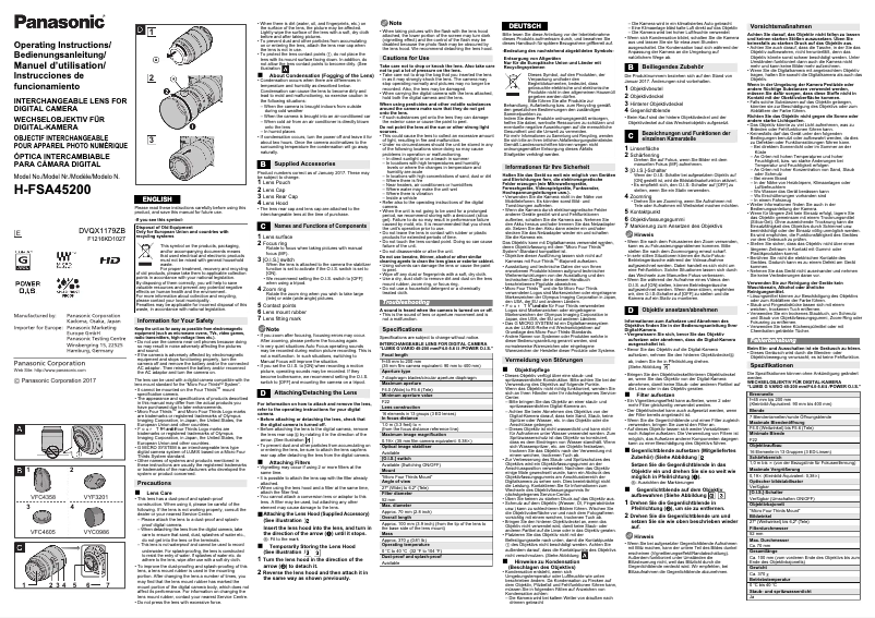 Página 1 del manual Manual de usuario Panasonic Lumix G Vario 45-200mm f/4.0-5.6 II OIS