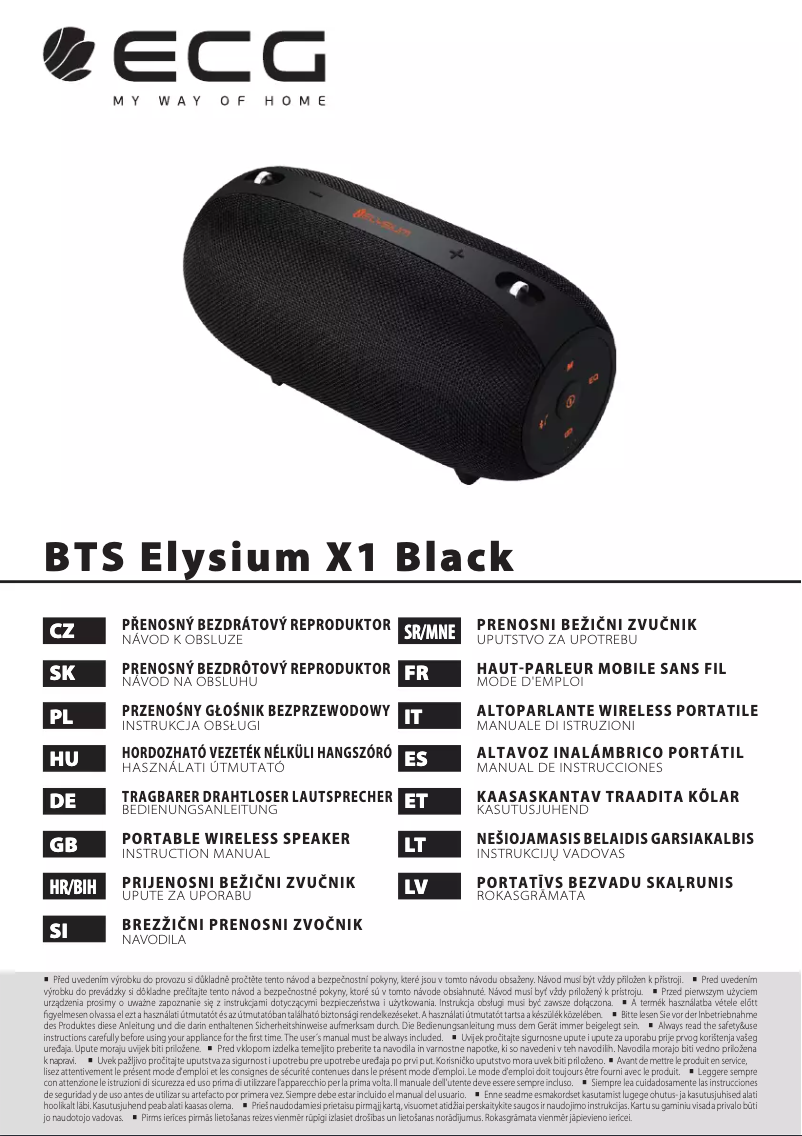 Imagen de la primera página del manual del dispositivo BTS Elysium X1