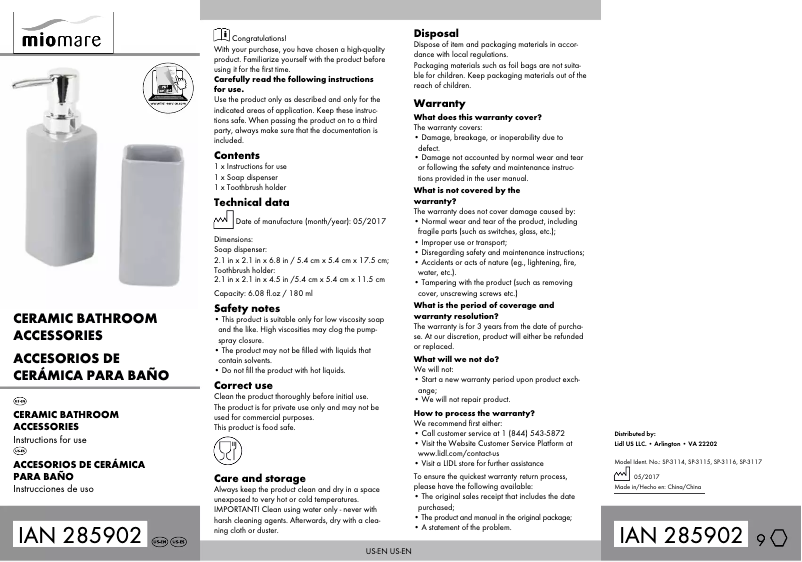 Página 1 del manual Manual de usuario Miomare IAN 285902