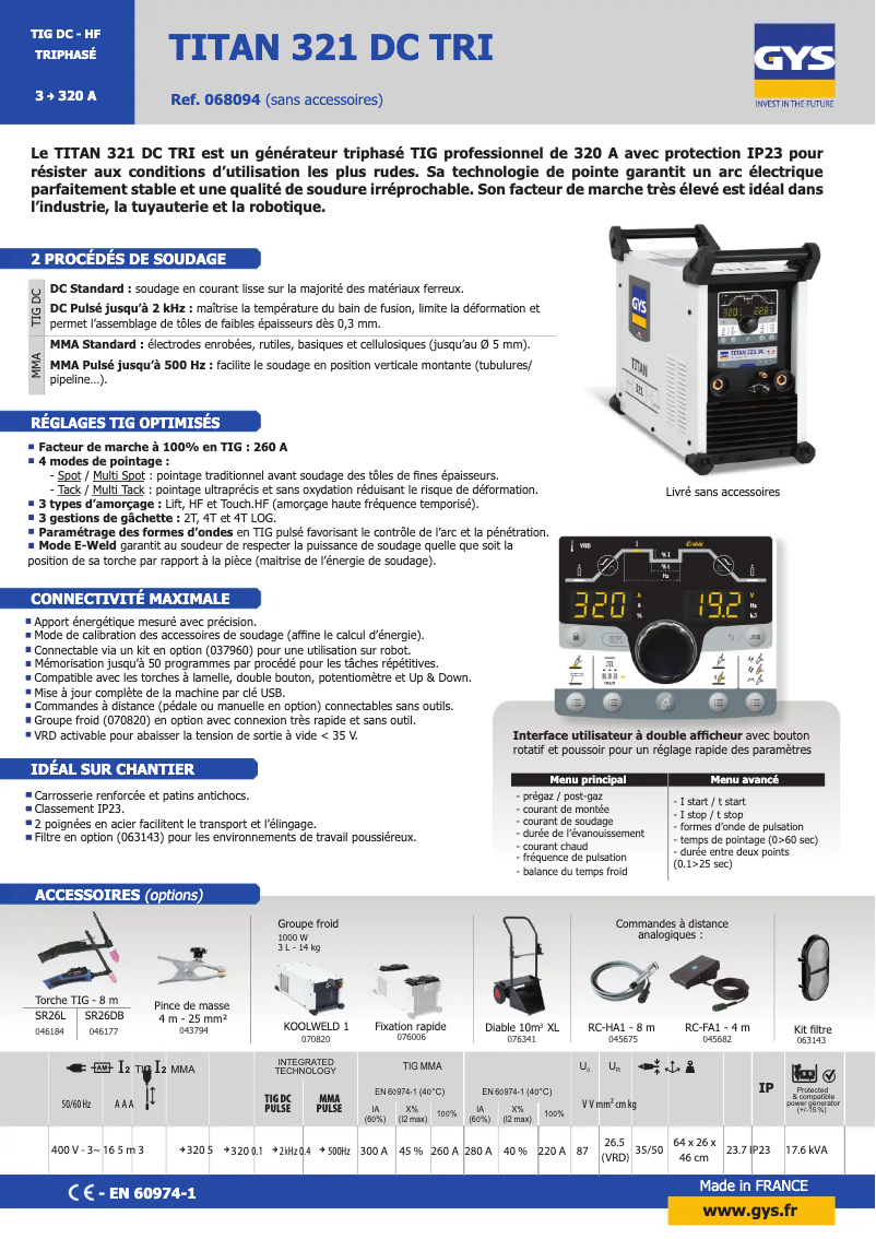 Imagen de la primera página del manual del dispositivo TITAN 321 DC TRI