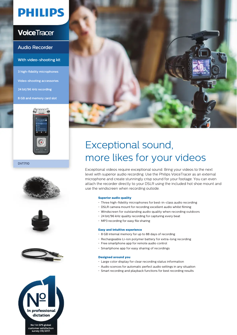 Imagen de la primera página del manual del dispositivo Voice Tracer DVT7110