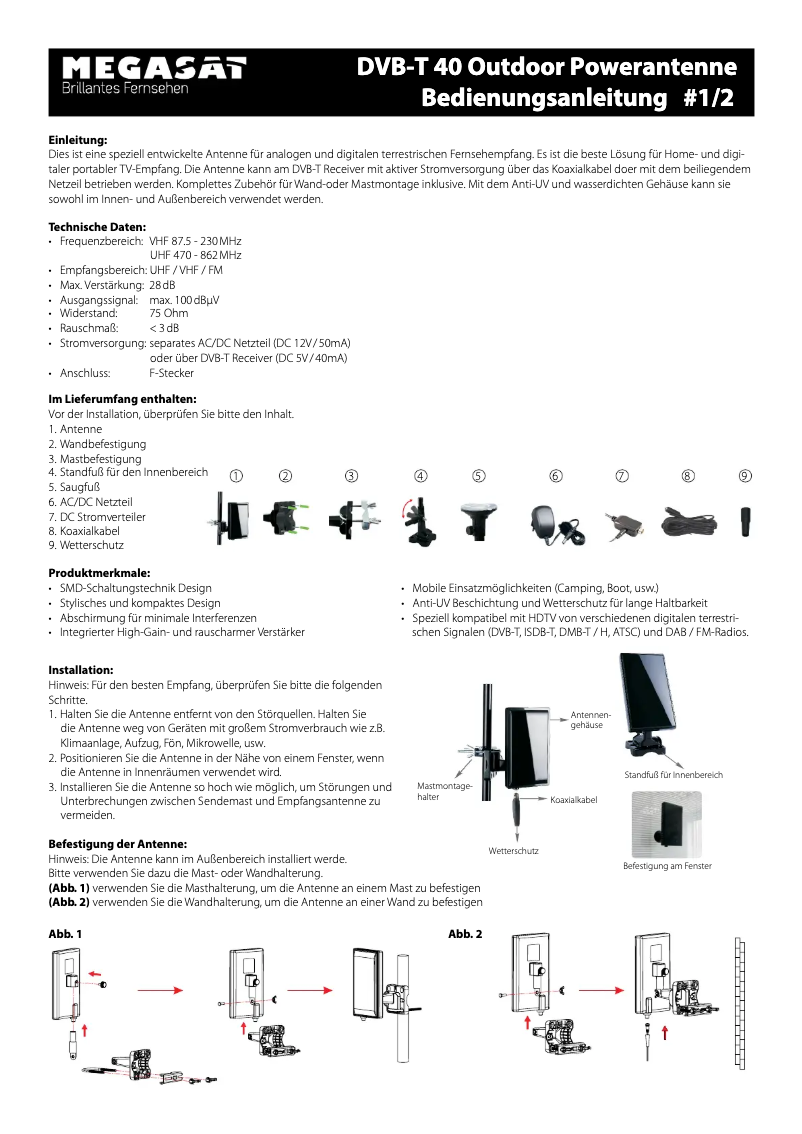 Página 1 del manual Manual de usuario Megasat DVB-T 40