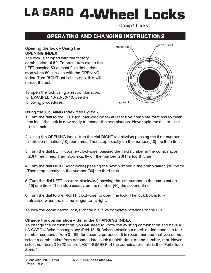 Imagen de la primera página del manual del dispositivo La Gard 1947
