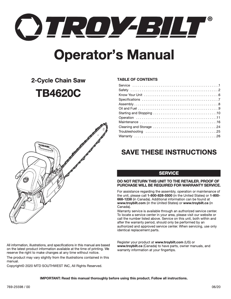 Imagen de la primera página del manual del dispositivo TB4620C XP