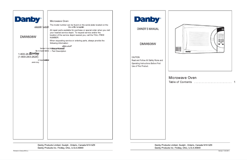 Página 1 del manual Manual de instrucciones Danby DMW608BL