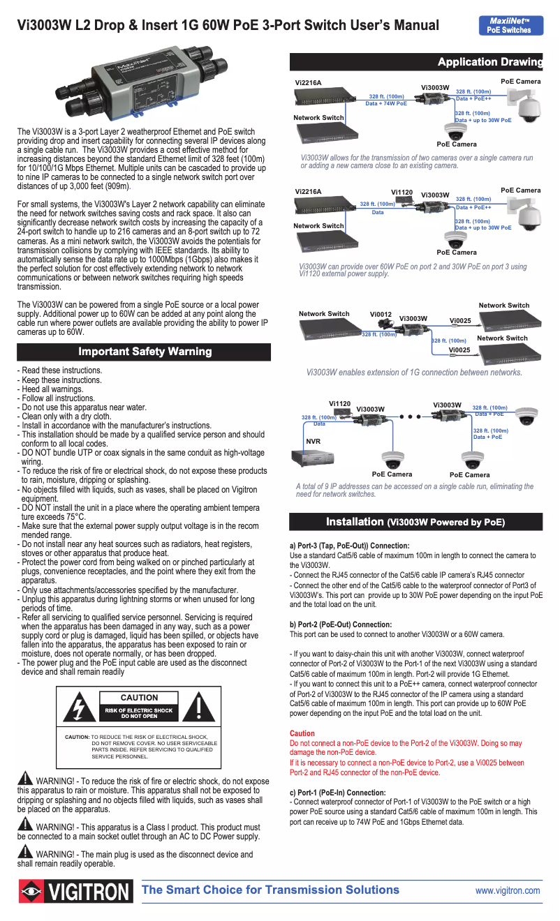 Imagen de la primera página del manual del dispositivo MaxiiNet Vi3003W