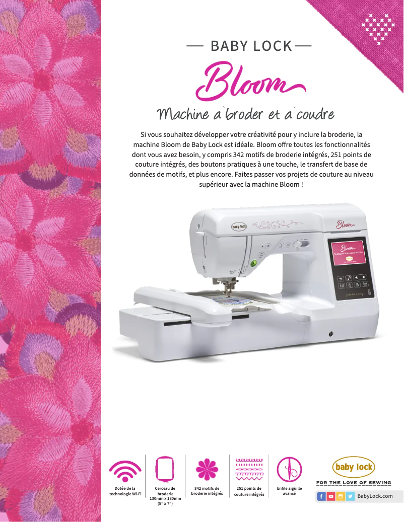 Página 1 del manual Ficha técnica Baby Lock Bloom