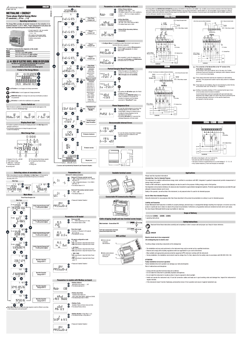 Página nº 1 - Manual de usuario Gossen Metrawatt METRALINE ENERGY U289 ABC