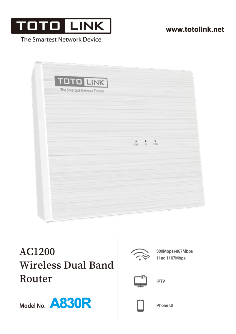 Imagen de la primera página del manual del dispositivo A830R