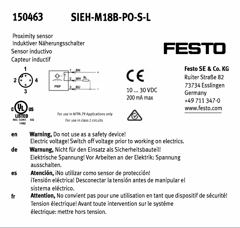 Página 1 del manual Manual de usuario Festo SIEH-M18B-PO-S-L