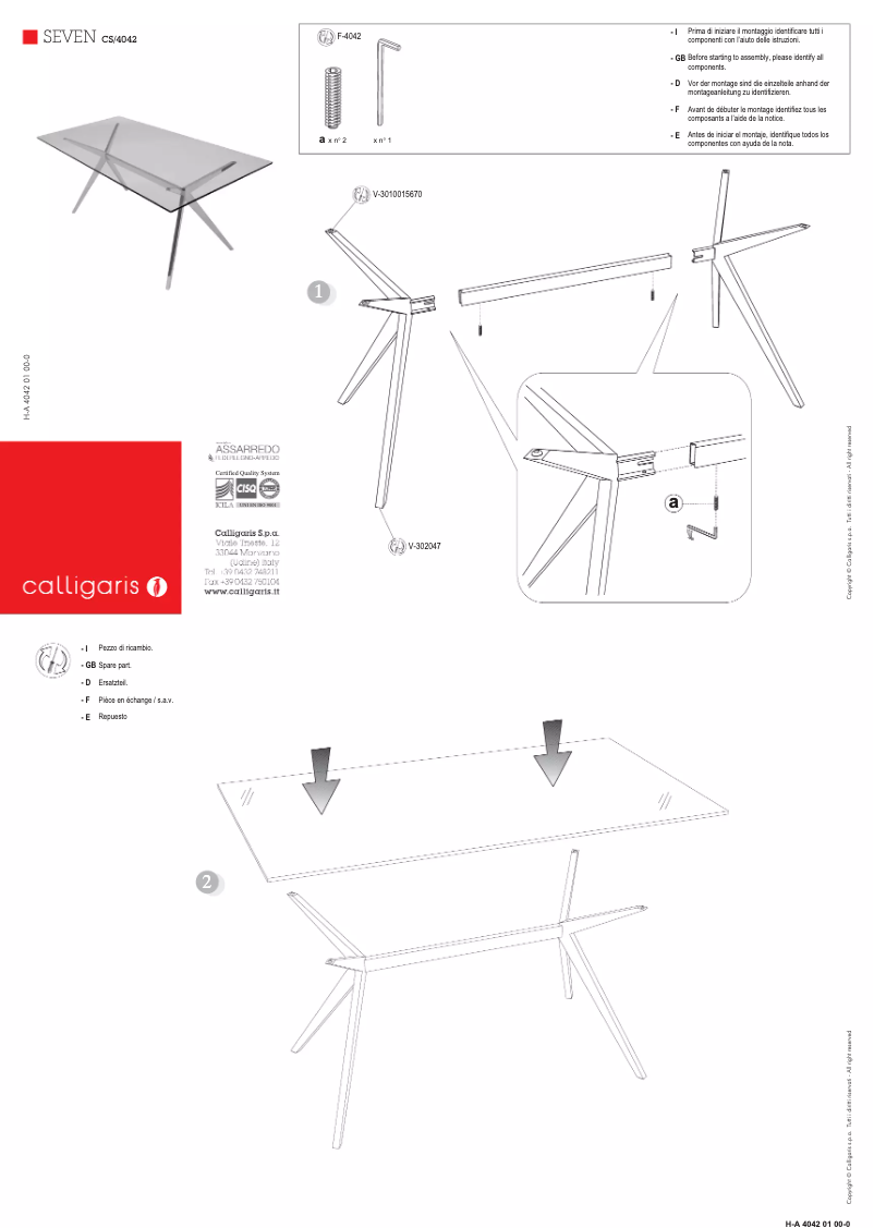 Imagen de la primera página del manual del dispositivo SEVEN CS/4042-RC 160 G