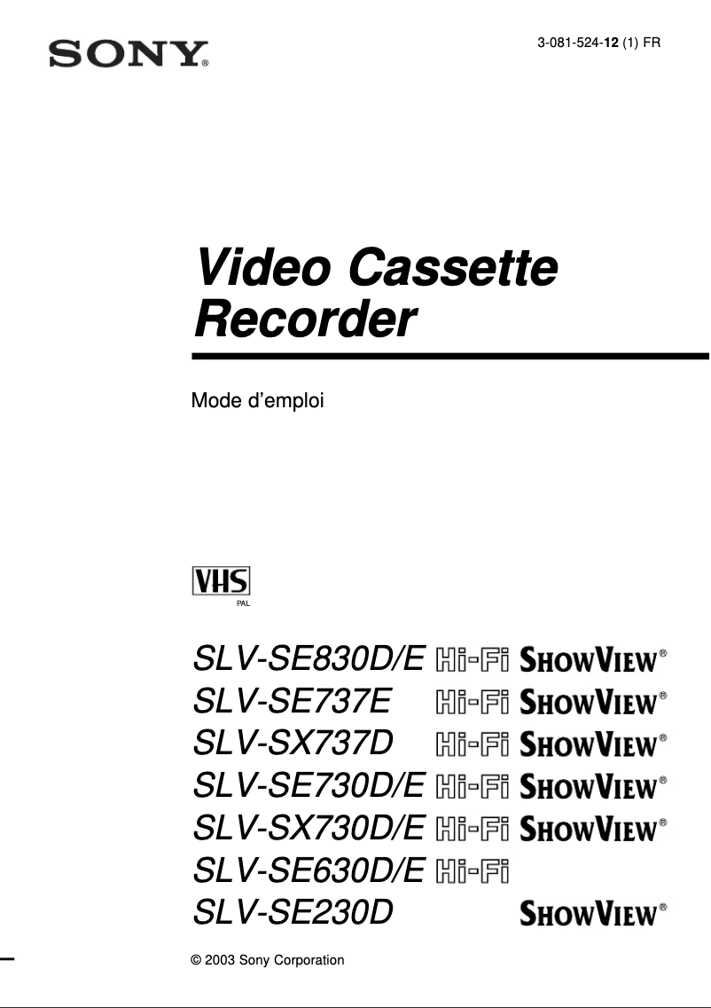 Imagen de la primera página del manual del dispositivo SLV-SE830D
