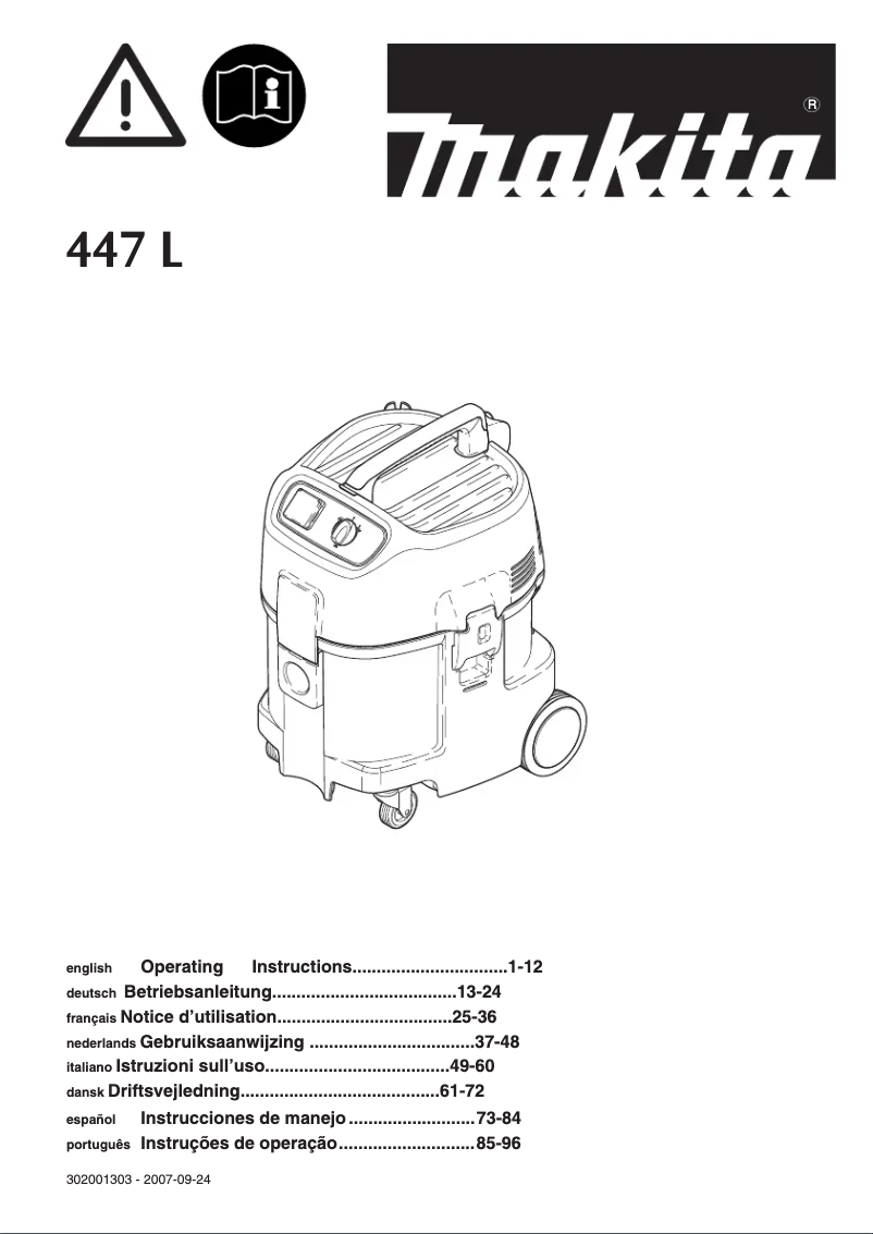 Imagen de la primera página del manual del dispositivo 447 L
